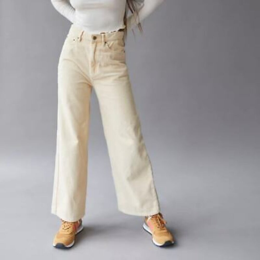 BDG‎ UO Cream High & Wide Corduroy Pants Vintage Style Size 27 Trendy Ribbed
